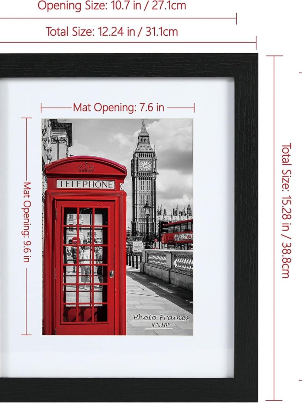 11x14 Picture Frame Set of 6, Display Pictures 8x10 with Mat or 11x14 without Ma - Picture 3 of 8